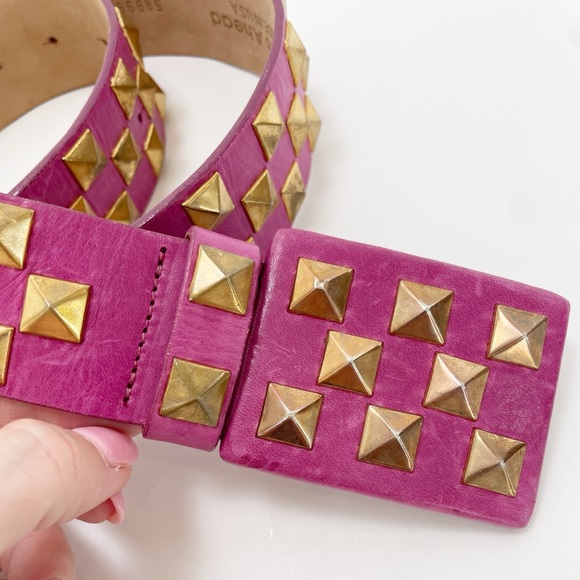 Streets Ahead Studded Leather Roger Belt Pink Gold Large Rare - Picture 3 of 16